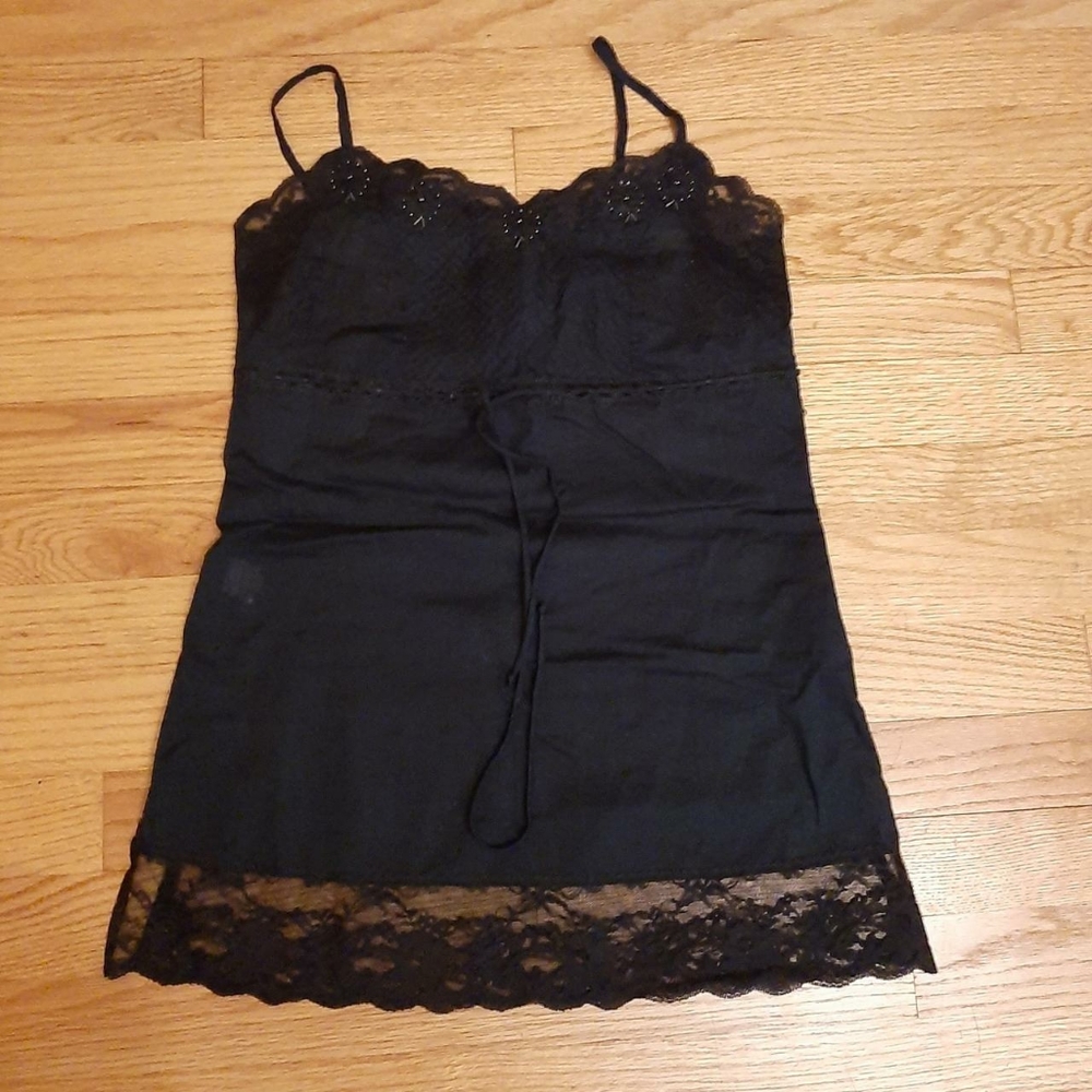 Express lace black beaded cami top